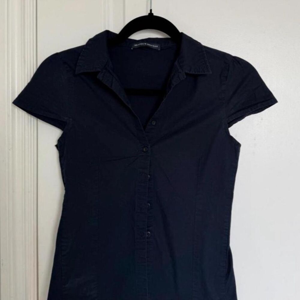 Brandy-melville Women's Navy and Blue Shirt